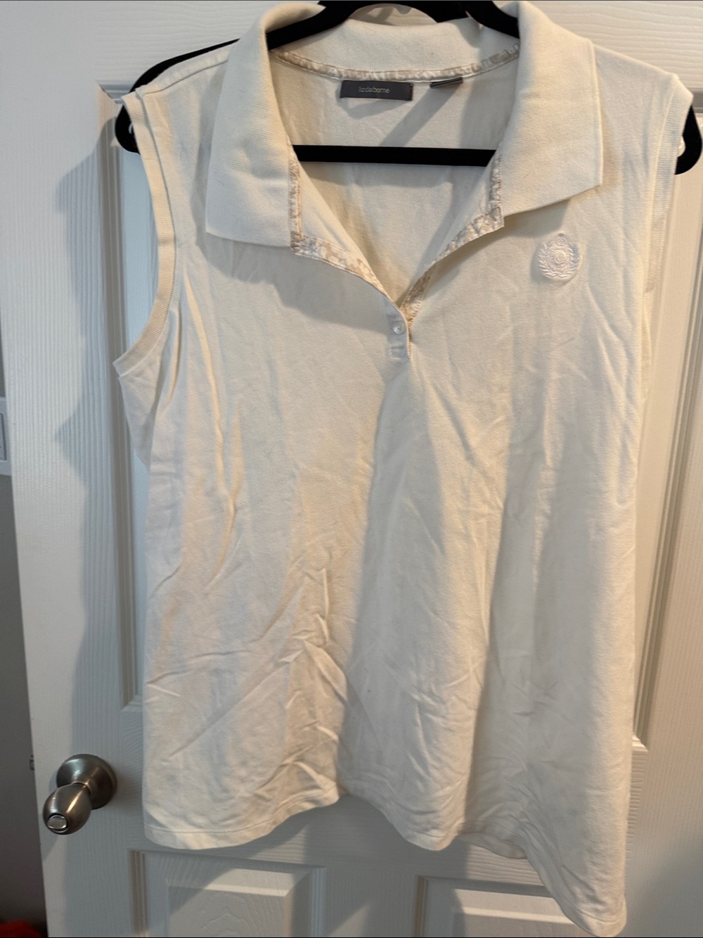 Liz Claiborne Cream Sleeveless Polo Tank